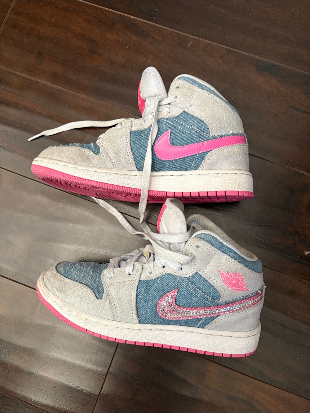 Kids Pink & Blue High-Top Sneakers like new
